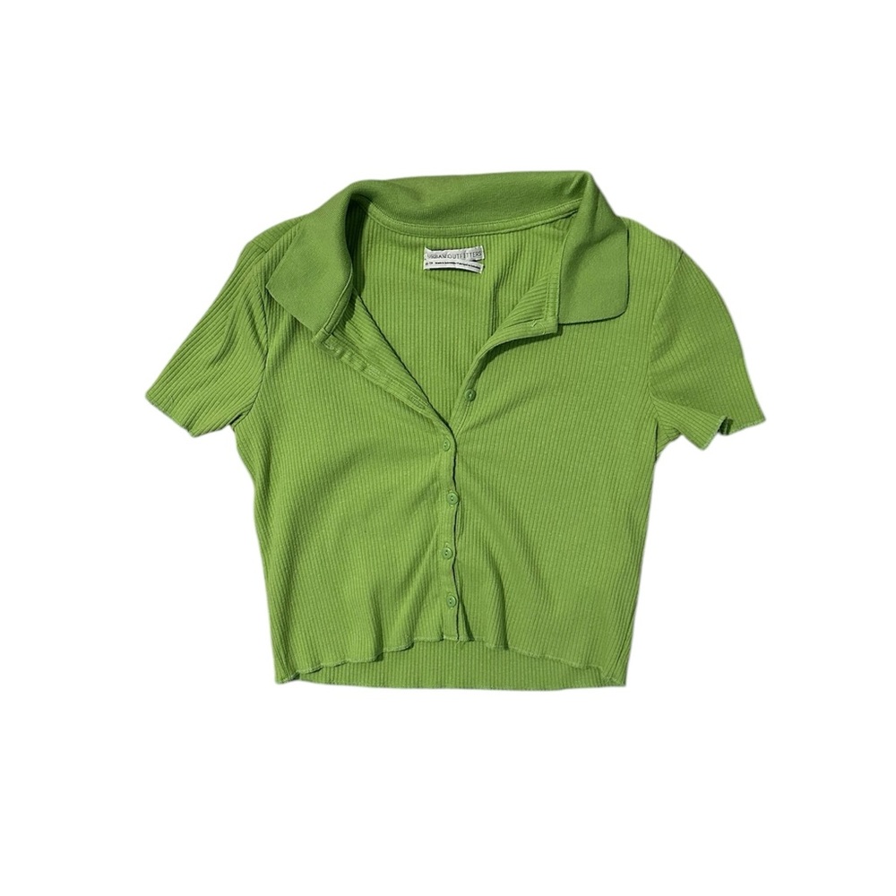 Green Collared Button-Up Top